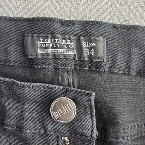 Trestles Supply Co Jeans Men's 34x30 Black Tapered Stretch Zipper Accent - Picture 7 of 16